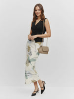 Women's Olive Sketch Meadow Serenity Midi Skirt