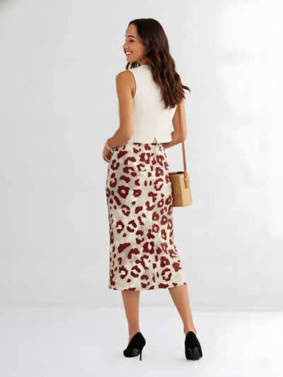 Women's Crimson Wildspots Elegance Midi Skirt