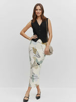 Women's Olive Sketch Meadow Serenity Midi Skirt