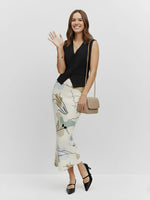 Women's Olive Sketch Meadow Serenity Midi Skirt