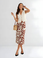 Women's Crimson Wildspots Elegance Midi Skirt