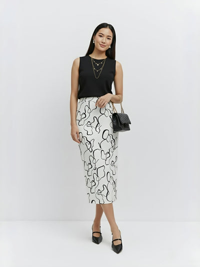 Women's Monochrome Mirage Timeless Midi Skirt