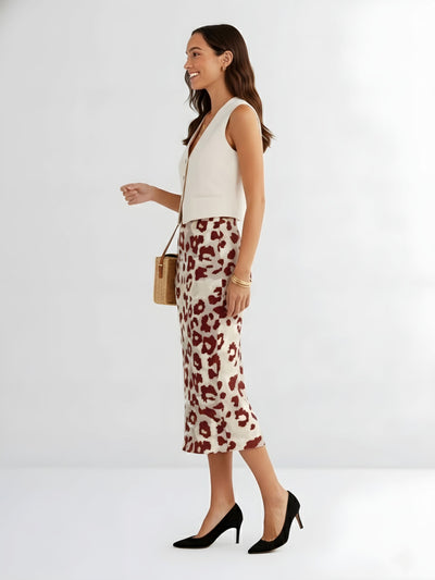 Women's Crimson Wildspots Elegance Midi Skirt