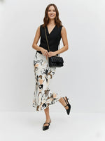 Women's Blush Ink Florals Statement Midi Skirt