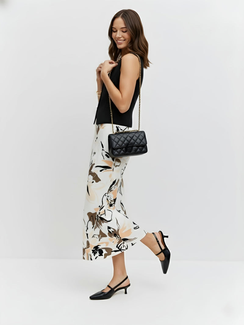 Women's Blush Ink Florals Statement Midi Skirt