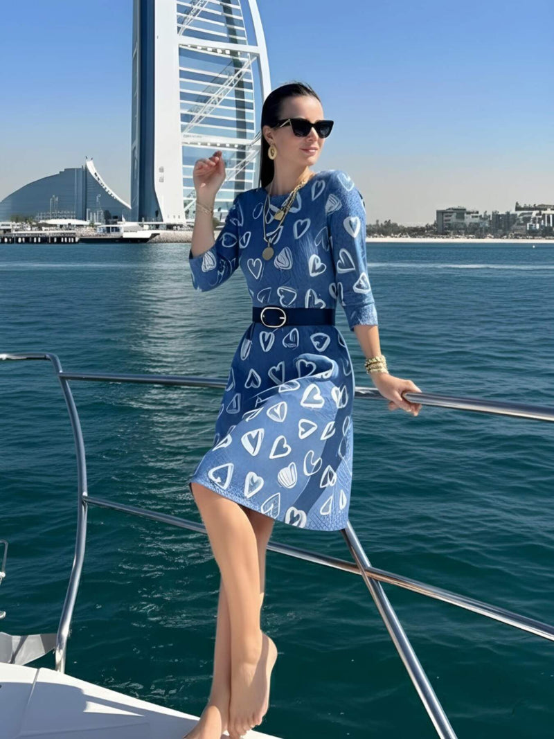 Women's Indigo Heartline Elegance Oversized Dress